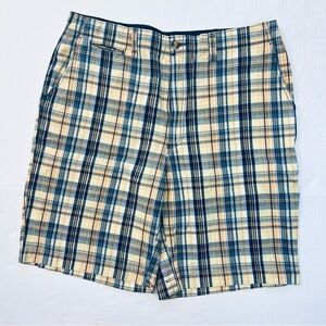 G&M Casual Shorts Mens Multicolor Plaid High Rise Medium Wash Size 38 - Cotton‎
